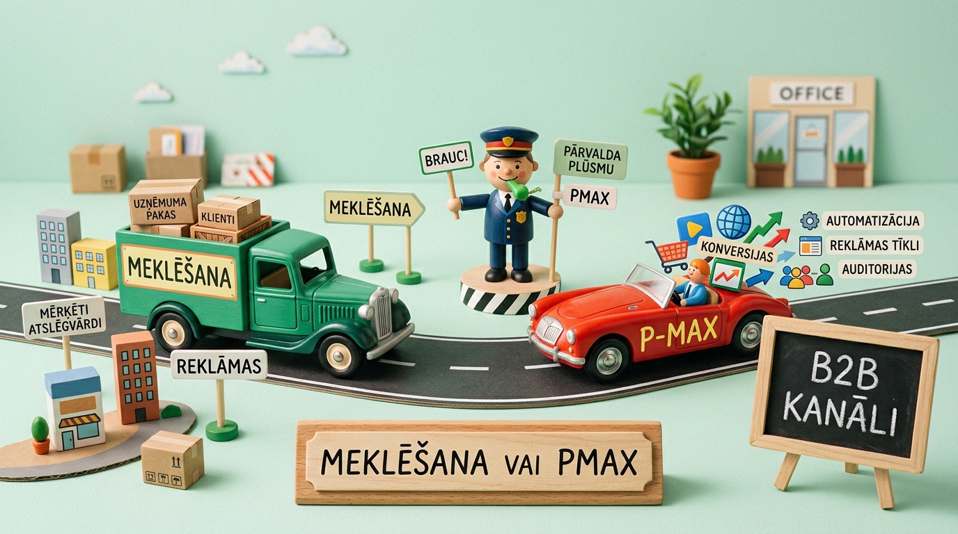 Google Ads meklēšanas kampaņas pret Performance Max augstas konkurences B2B nišās