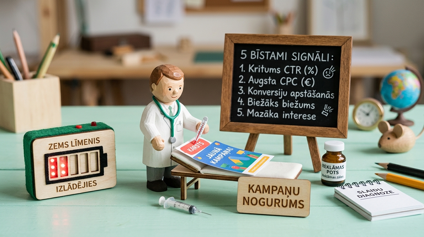 TOP 5 signāli reklāmas kontos, kas norāda uz kampaņu nogurumu un datu eroziju