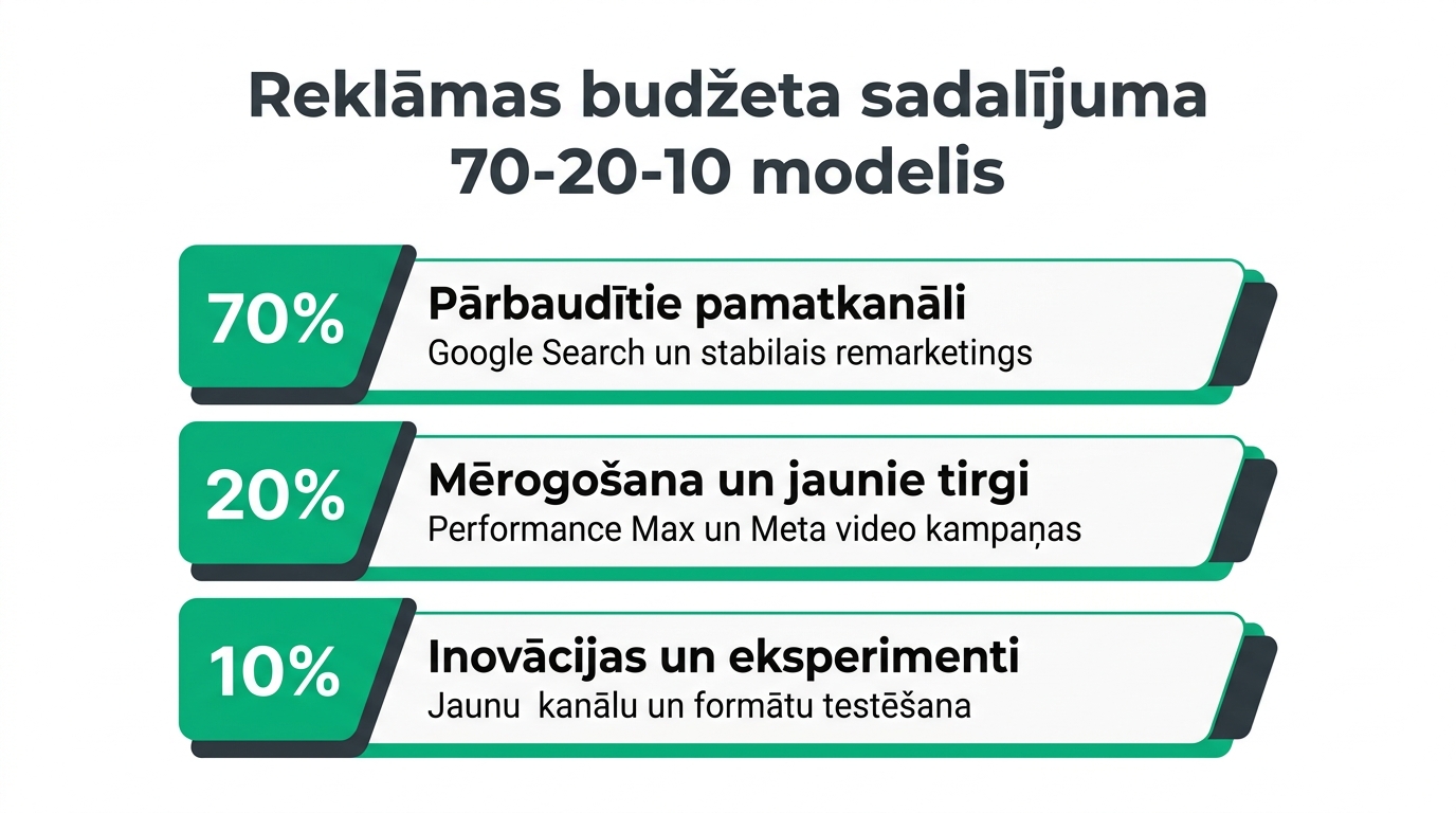 Reklāmas budžeta sadalījuma zelta standarts 70-20-10