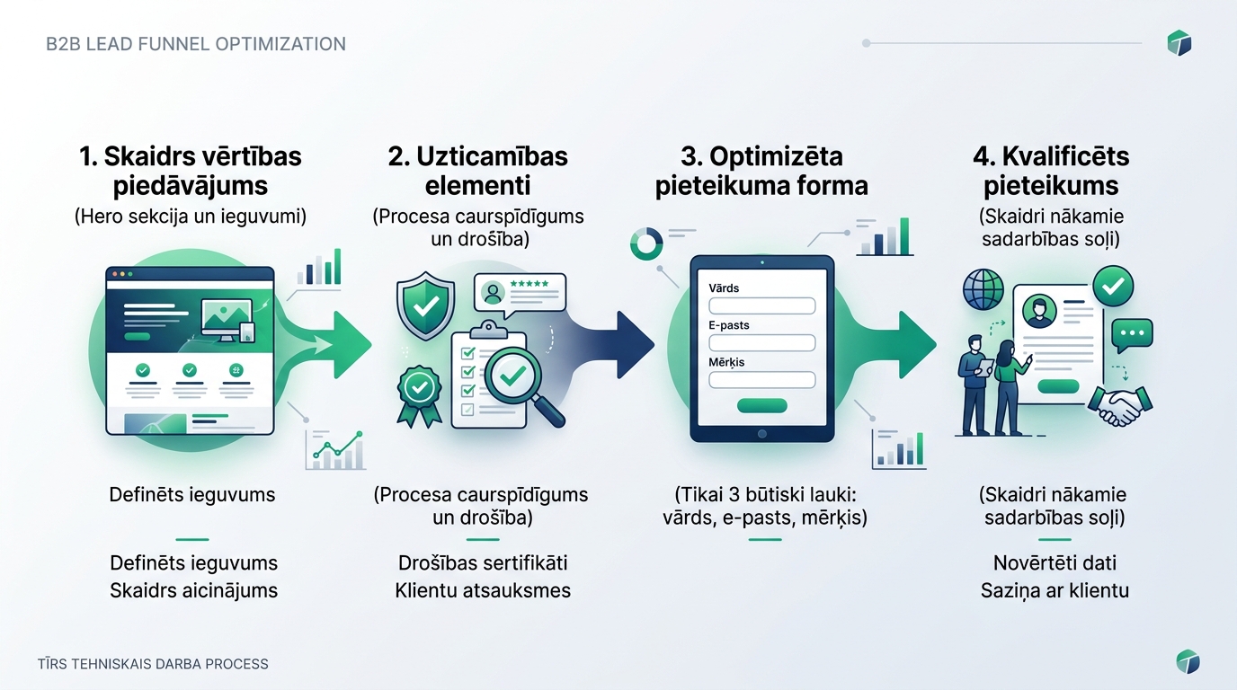 B2B pieteikumu piltuves optimizācijas posmi un konversijas elementi