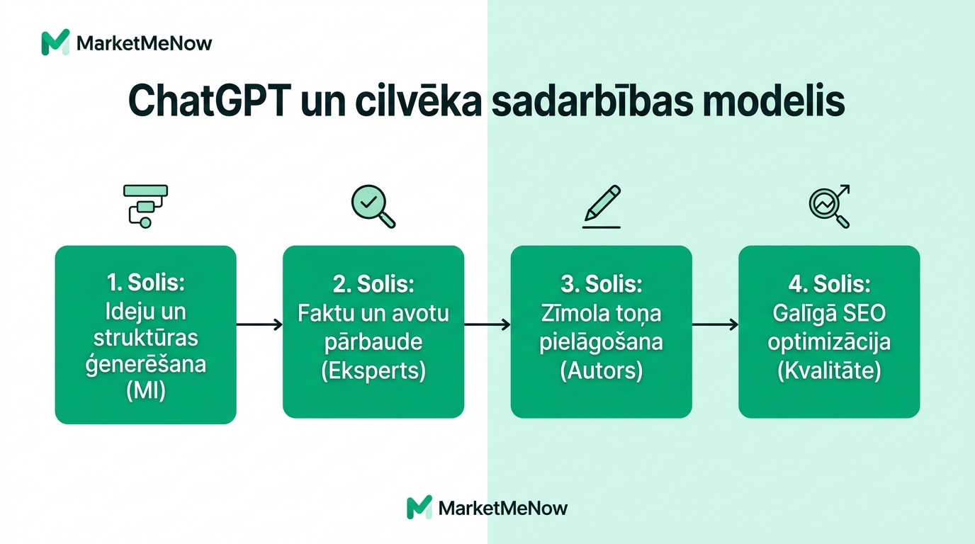 ChatGPT un cilvēka sadarbības modelis satura mārketingā
