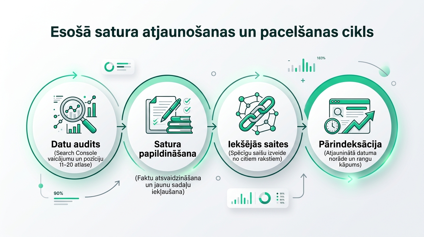 Esošā satura atjaunošanas un pozīciju pacelšanas cikls