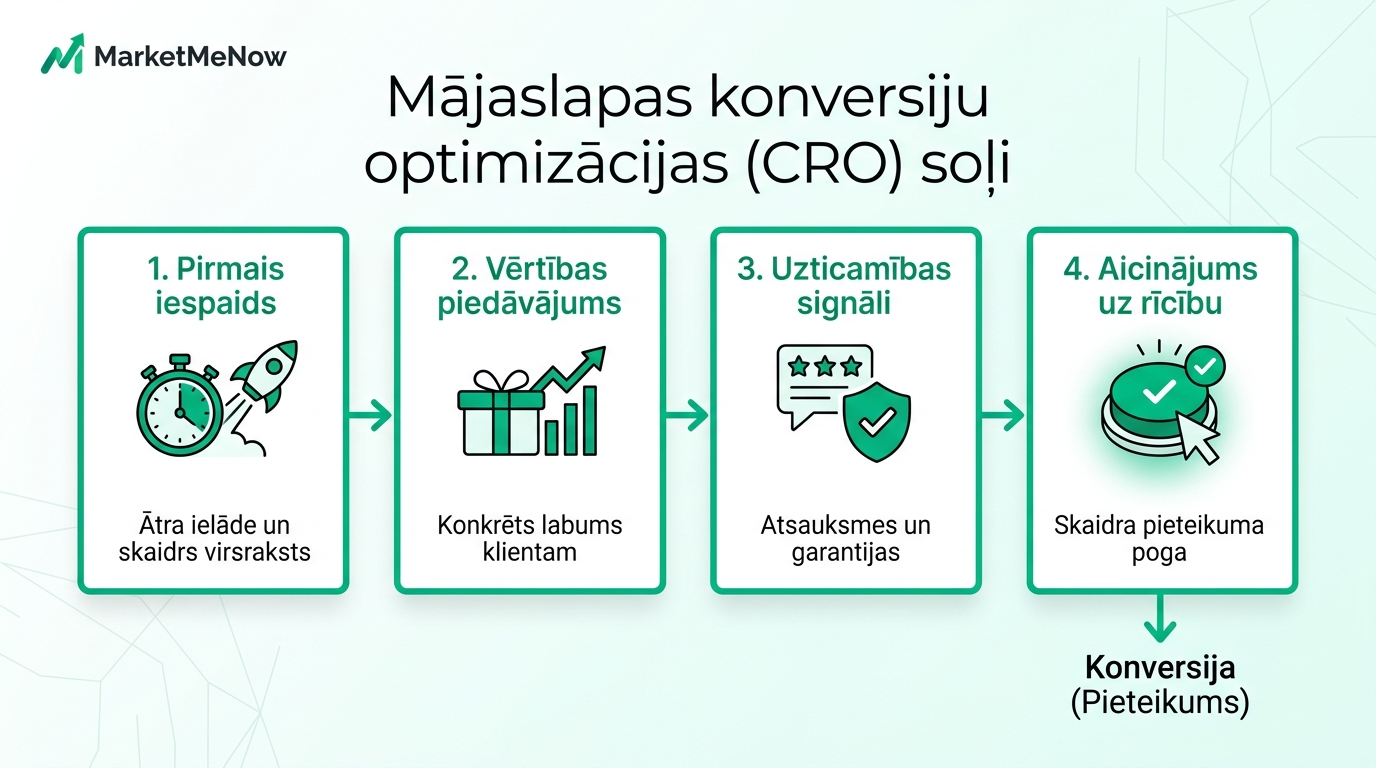 Mājaslapas konversiju optimizācijas CRO soļi
