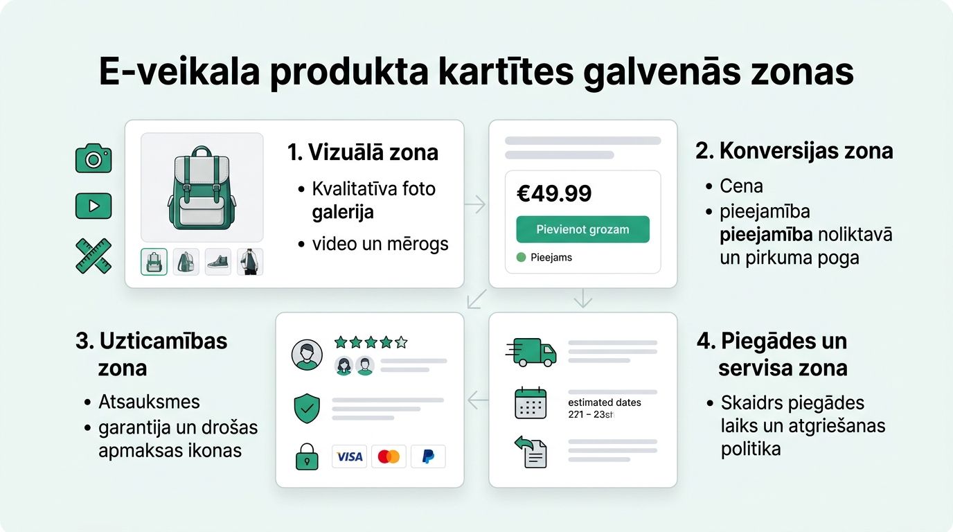 E-veikala produkta kartītes galvenās anatomiskās zonas