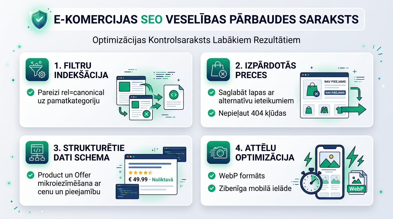 E-komercijas SEO veselības un optimizācijas galvenais kontrolsaraksts