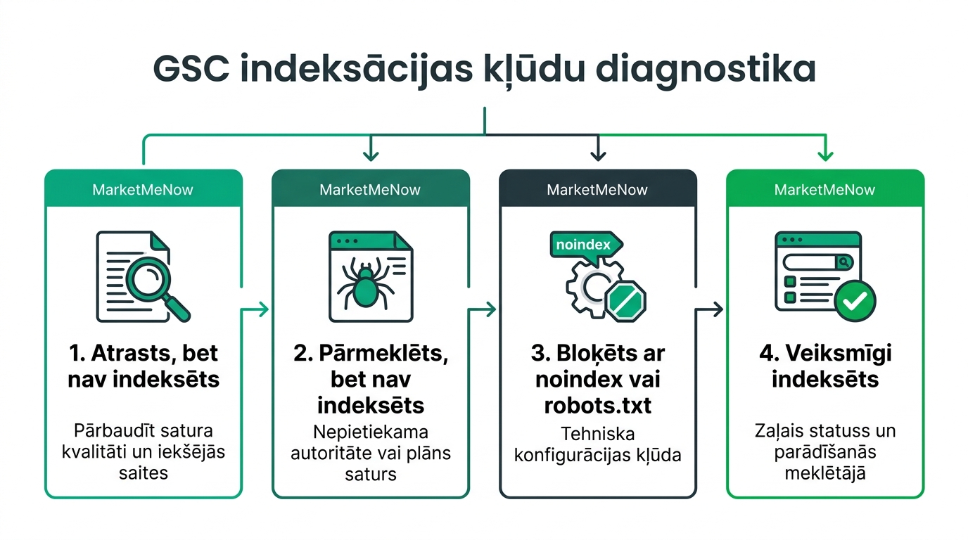 GSC lapu indeksācijas kļūdu diagnostika un soļi