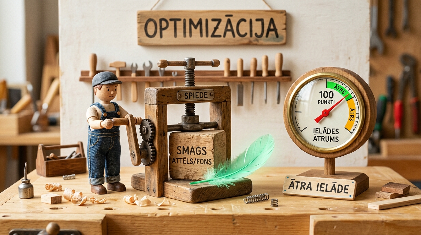 Attēlu un Fontu Optimizācija WordPress Vidē Mobilajam PageSpeed un Core Web Vitals