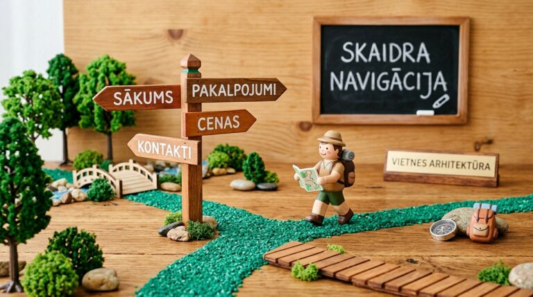 Mājaslapas navigācijas struktūra un izvēļņu dizains apmeklētāju ceļa atvieglošanai